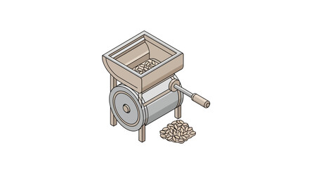 Isometric grinder illustration for culinary usage and kitchen preparation