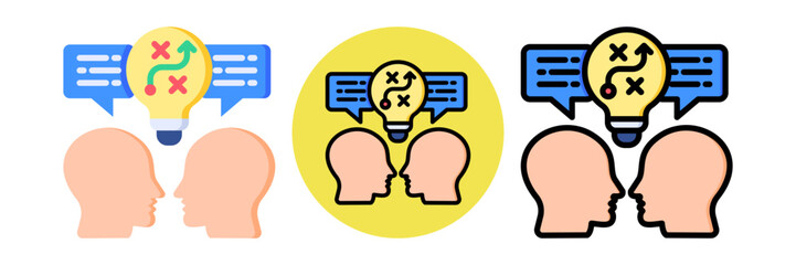 Mentoring Strategies Icon Flat & Flat Line Style Collection Set