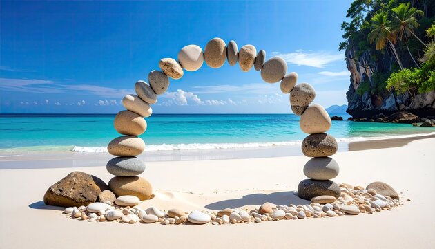 Stone archway on a pristine beach