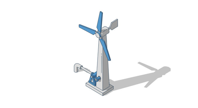 Isometric windpump illustration of renewable energy conversion system