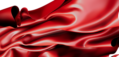 Dynamic red satin fabric in motion creating a beautiful flow and wave effect, evoking elegance, passion and luxury.