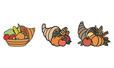 Colorful cornucopia vector.