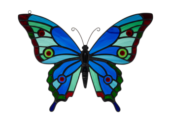 Vibrant Blue Stained Glass Butterfly: Home Decor, Window Hanging, Art