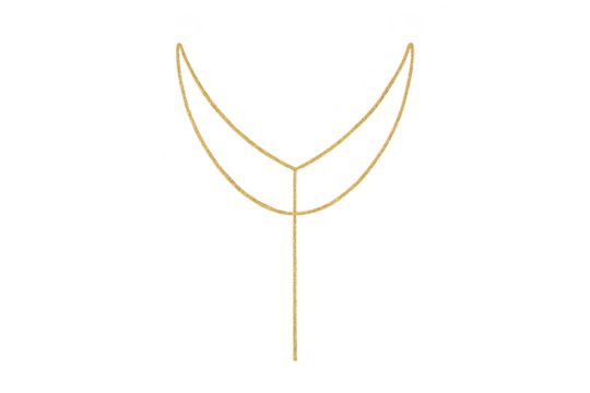 Abstract golden brown Y-shape graphic, isolated on transparent background.