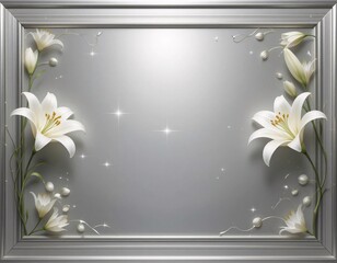 Decorative Frame of Realistic White Lilies with Space for Text