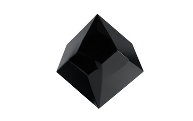 A high-contrast 3D  a black diamond-shaped geometric sculpture, set against a light gray background, showcasing modern abstract design. isolated on a transparent background .
