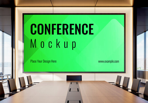 Conference Room Display Mockup with Green Screen