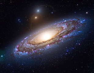 Fototapeta premium Spiral galaxy with vibrant colors and stars