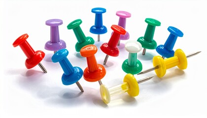 colorful pins on the white 