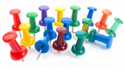 colorful pins on the white 