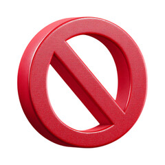 Red prohibition sign 3d rendered isolated on transparent background