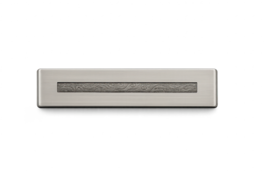 Metal rectangle with wavy texture, isolated transparent background.