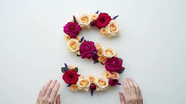 Beautifully Crafted Capital Letter S Formed Entirely by a Collection of Vibrant Fresh Roses