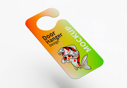 Door Hanger Mockup With Fish Illustration