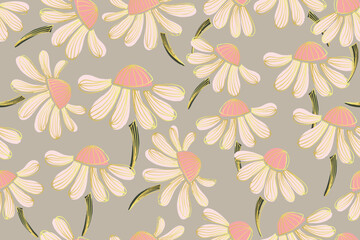 Daisy seamless pattern for background, motif, fabric, wrapping, etc.