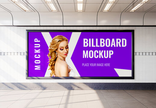 Horizontal Subway Billboard Mockup for Fashion