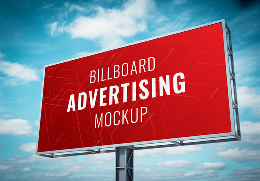 Large Format Billboard Mockup with Sky Background