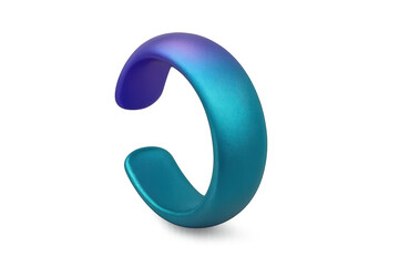 Abstract C-shaped gradient 3D object isolated on transparent background