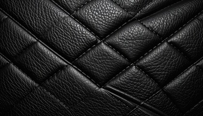 Obraz premium Close-up of black leather quilted pattern
