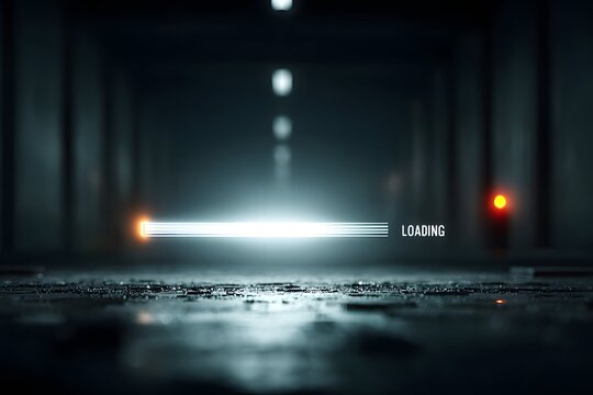 loading with sleek progress bar luminous futuristic digital elements on a minimal dark backdrop