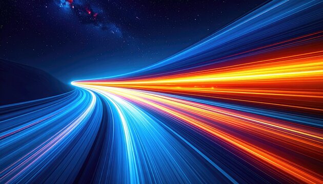 Cosmic speed tunnel, vibrant light streaks