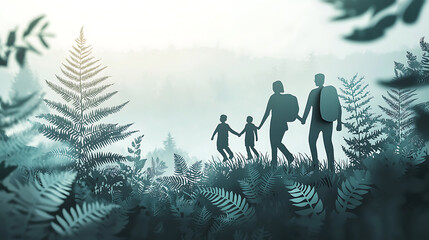 Family Hiking Adventure Exploring Nature Together in the Woods