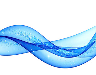 Abstract blue wavy lines with glittering particles