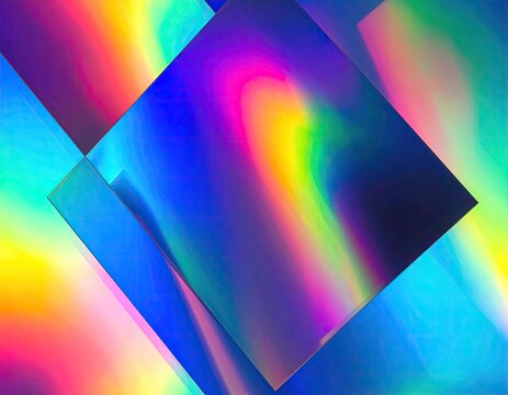 Abstract vibrant holographic rectangles - Powered by Adobe