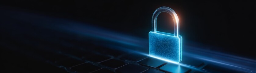 Fototapeta premium Glowing Padlock Padlock that emits light creating bright secure visual effect Glowing.