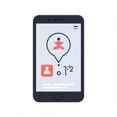 Smartphone App Interface: Yoga Meditation Icon, Minimalist Design, Flat Illustration.