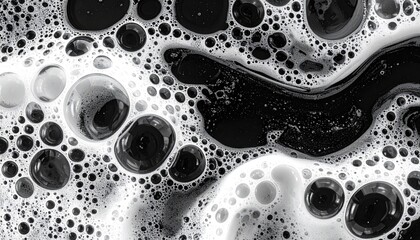 Abstract monochrome view of soapy bubbles