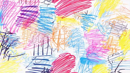 Displaying abstract colorful scribble pattern covering canvas, featuring overlay of marker strokes - Powered by Adobe