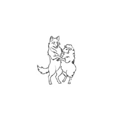 Fototapeta premium Dancing Wolf and Sheep Minimalist Vector