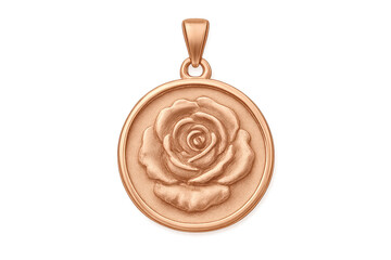 Elegant rose gold pendant with a detailed rose design, isolated on transparent background
