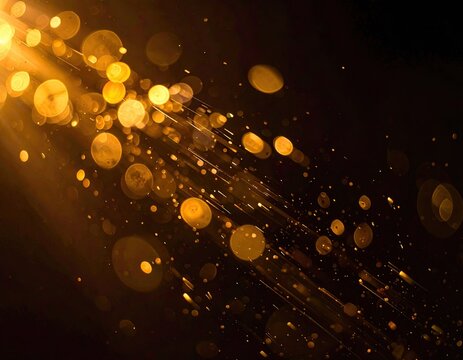 Golden light bursts diagonally across black background