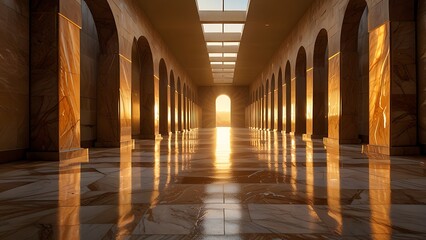 Obraz premium Long radiant pathway glowing with magical lights