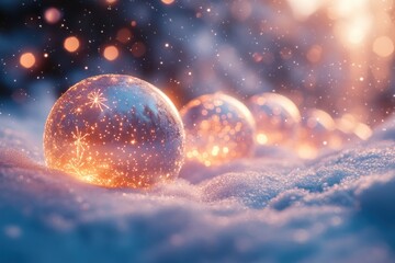 Snow globe standing in the snow.