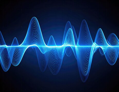 Abstract blue wave patterns on dark background (1) - Powered by Adobe