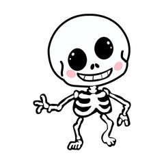 Cute Smiling Cartoon Skeleton vector for Halloween .