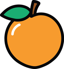 Orange Fruit with Green Leaf and Brown Stem on White Background food healthy