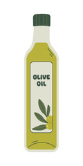 Isolated olive oil. Vegetarian food, healthy products. Flat vector illustration