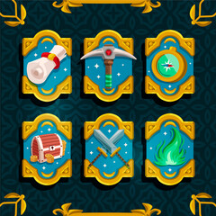 Mini Composition of Fantasy RPG Game Icons and User Interface Elements
