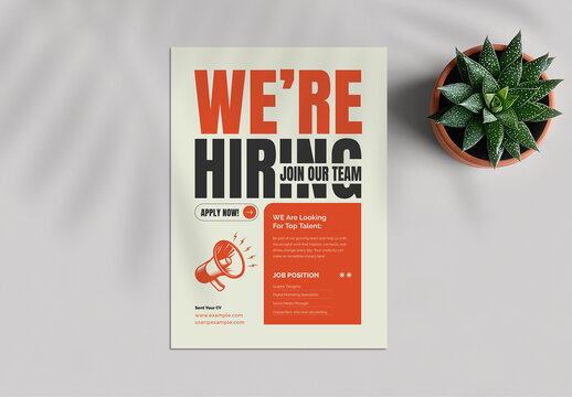 Creative We're Hiring Job Vacancy Flyer Template