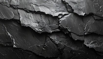 Dark gray stone surface with layered, rough texture