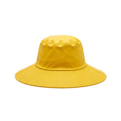 Vibrant Yellow Bucket Hat Style Fashionable Rain Protection Clothing Accessory Stylish on transparent background