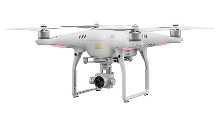 White drone with camera isolated on white background