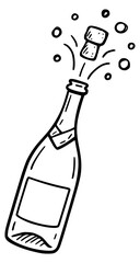 Exploding champagne bottle with splashes