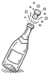 A bottle of champagne bursts and the cork flies out