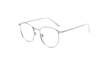 Stylish round metal frame eyeglasses isolated on transparent background