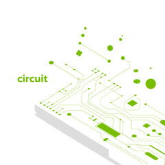 isometric circuit board, microchip pathways, data flow dots, tech infrastructure diagram, engineering schematic, futuristic electronics background vector